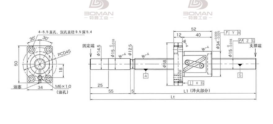 KURODA GG1510DS-BALR-1100A 黑田丝杆替换尺寸图片